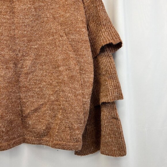 Lumiere Crew Neck Long Tiered Sleeve Sweater Rust/Gray Size Small Pullover - Picture 4 of 9